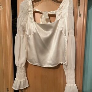 Lulu's Cream Long Sleeve Smocked Blouse